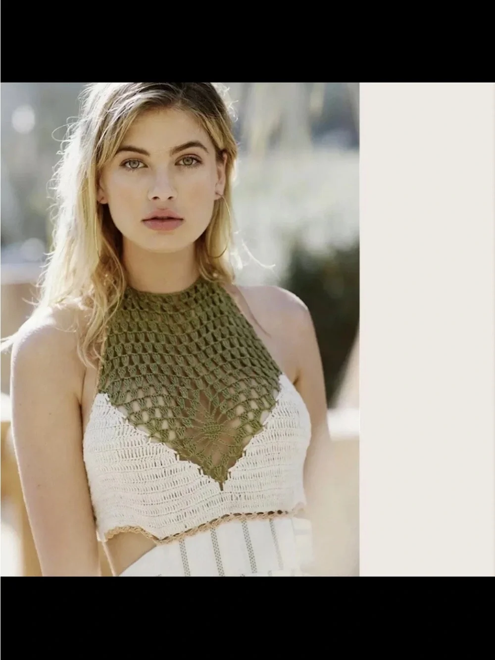 Free People Cream Maxi Dress with Olive Bodice